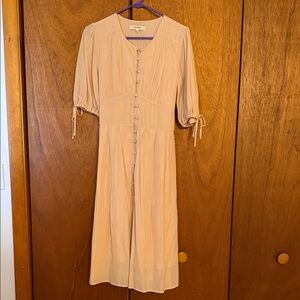 Light Peach Midi Dress with Button Front